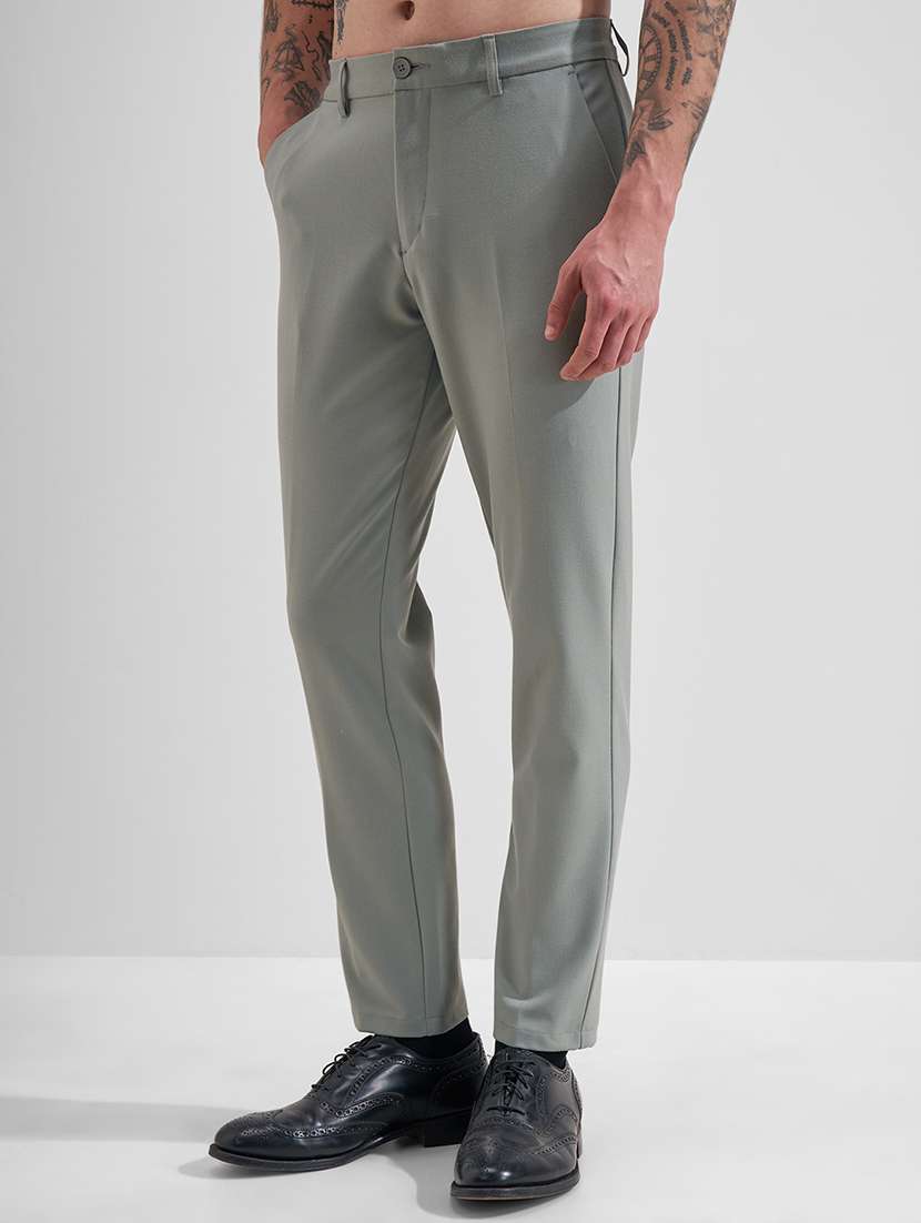 men solid mid rise flat front formal trouser - 22511883 -  Standard Image - 3