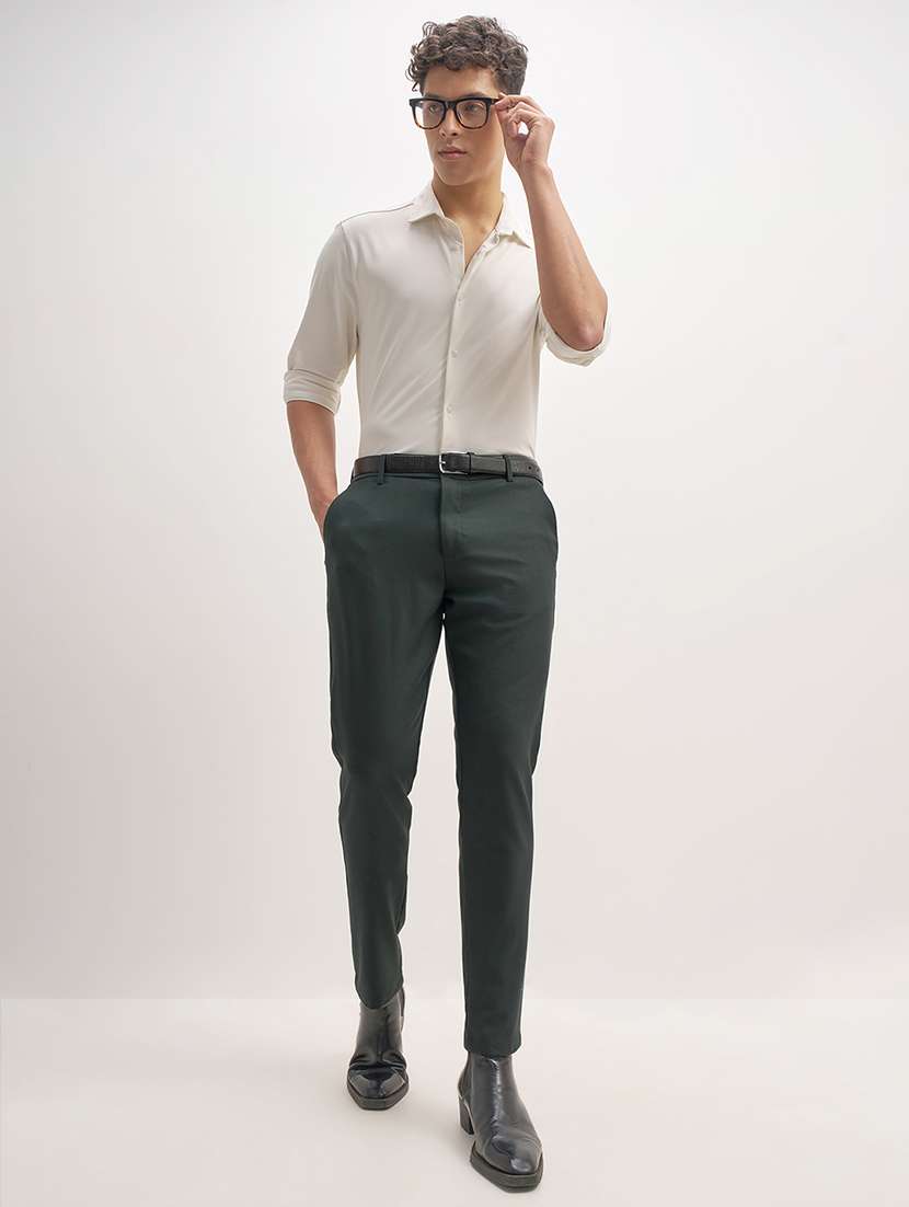 men solid mid rise flat front formal trouser - 22511884 -  Standard Image - 5