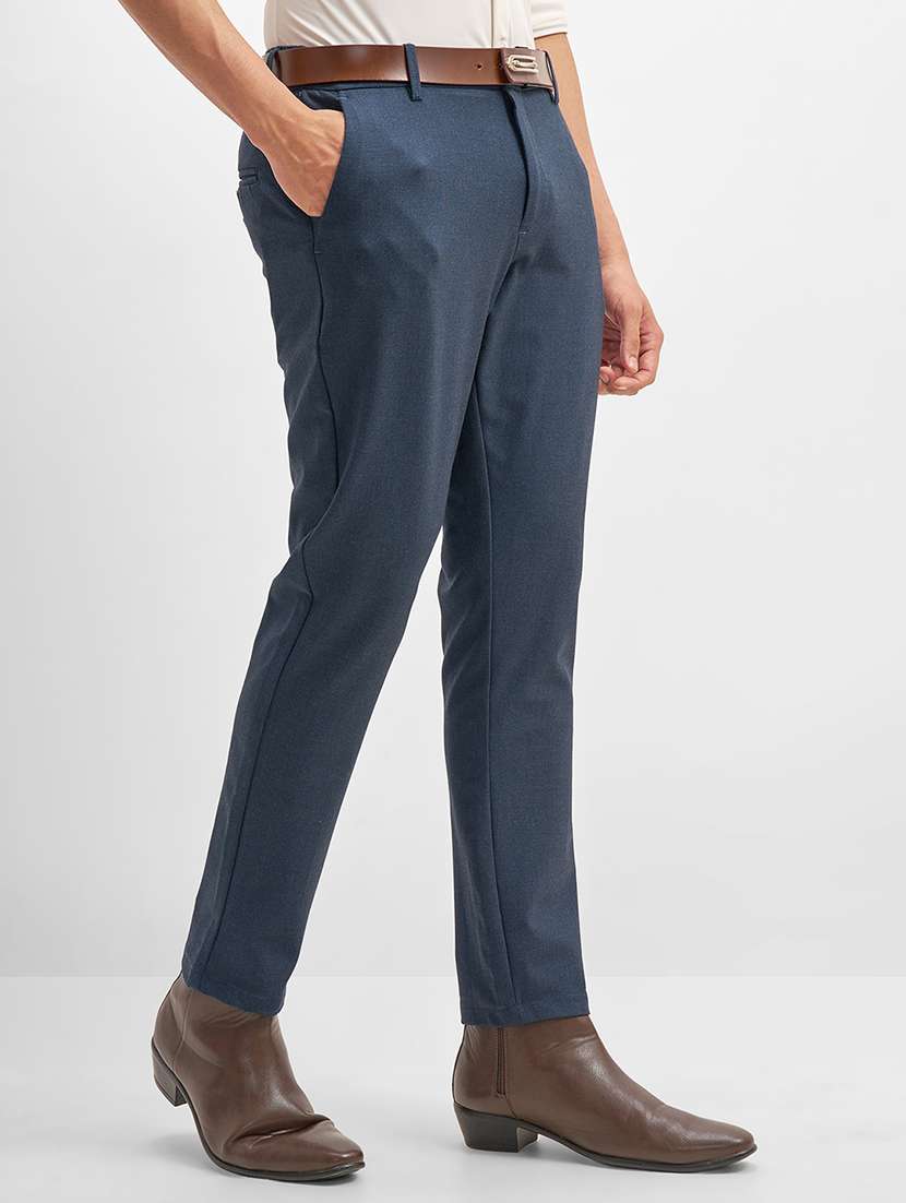men solid mid rise flat front formal trouser - 22511888 -  Standard Image - 3