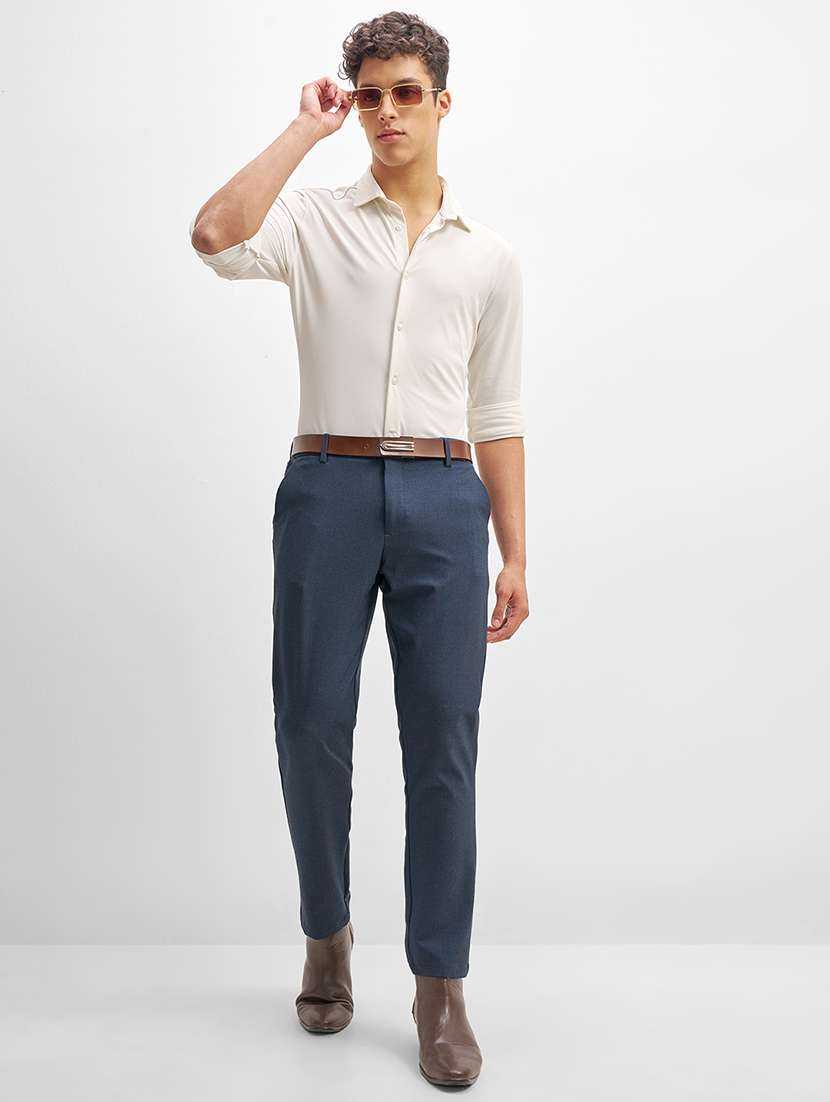 men solid mid rise flat front formal trouser - 22511888 -  Standard Image - 5