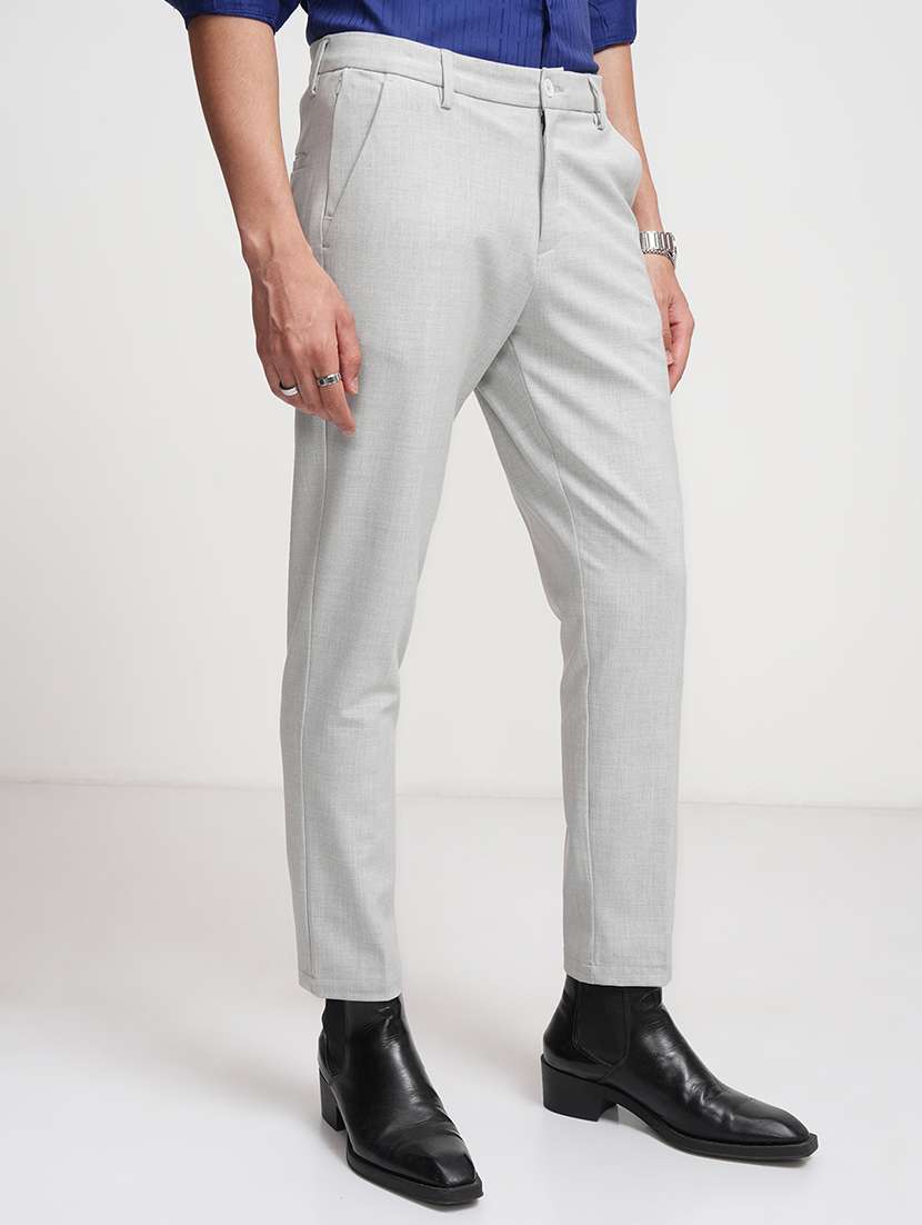 men solid mid rise flat front formal trouser - 22511891 -  Standard Image - 3