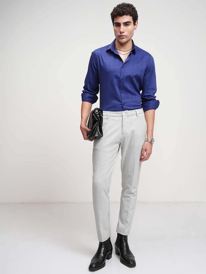 men solid mid rise flat front formal trouser - 22511891 -  Standard Image - 5