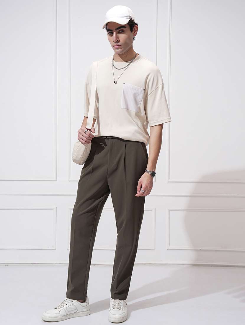 men solid mid rise pleated formal trouser - 22511892 -  Standard Image - 5