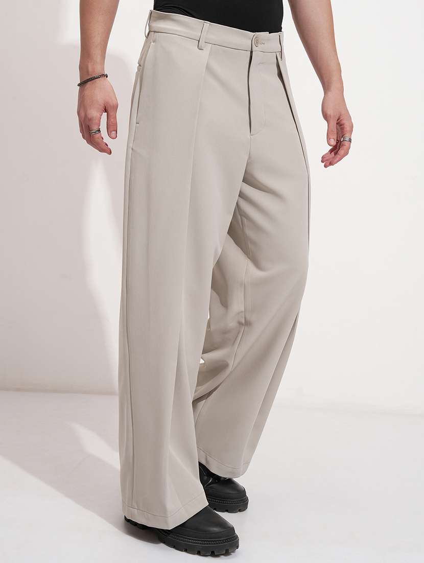 men solid mid rise pleated formal trouser - 22511893 -  Standard Image - 3