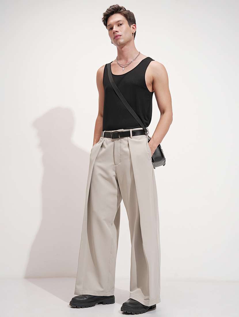 men solid mid rise pleated formal trouser - 22511893 -  Standard Image - 5