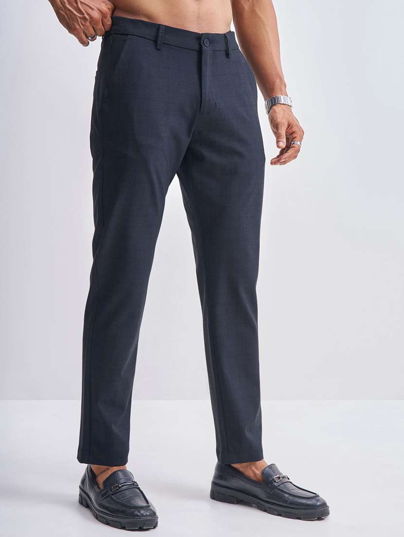 men checkered mid rise flat front formal trouser - 22511895 -  Standard Image - 3