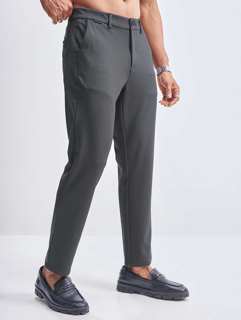 men solid mid rise flat front formal trouser - 22511897 -  Standard Image - 3