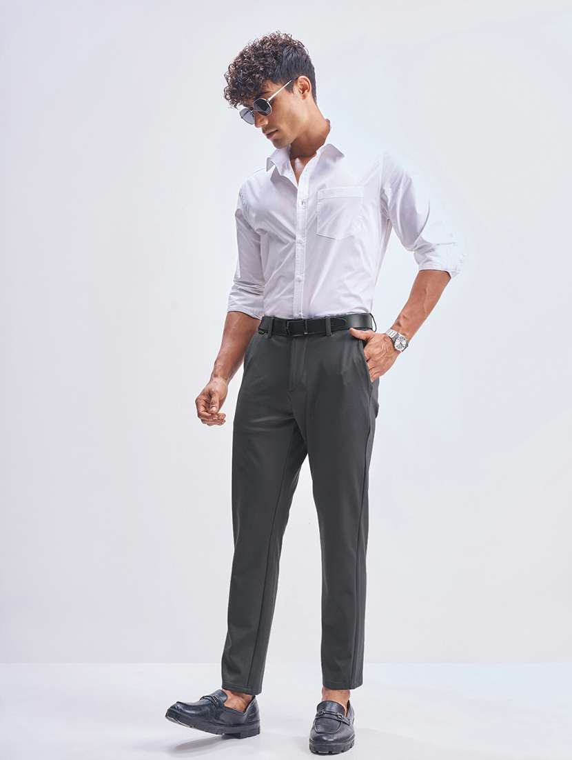 men solid mid rise flat front formal trouser - 22511897 -  Standard Image - 5