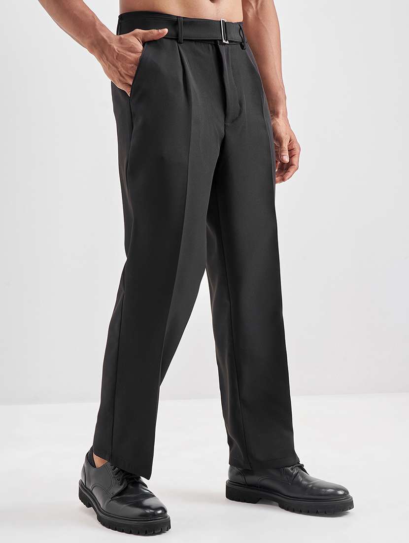 men solid mid rise pleated formal trouser - 22511899 -  Standard Image - 3