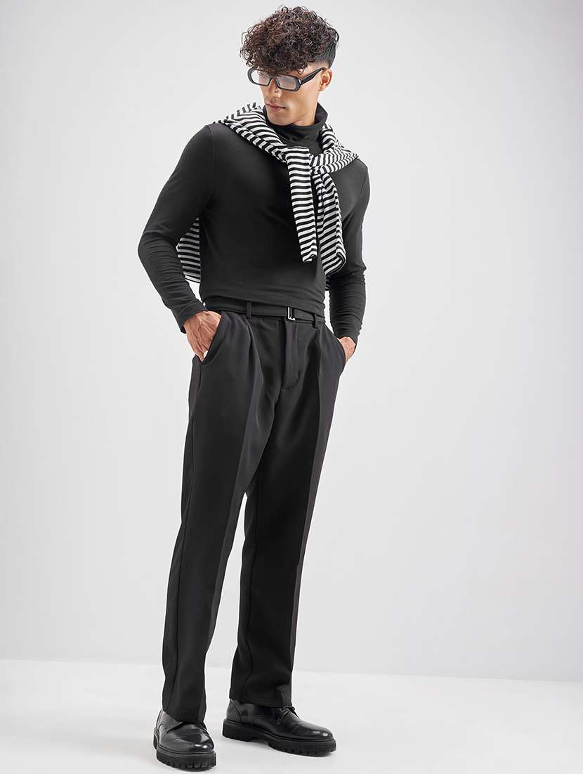 men solid mid rise pleated formal trouser - 22511899 -  Standard Image - 5