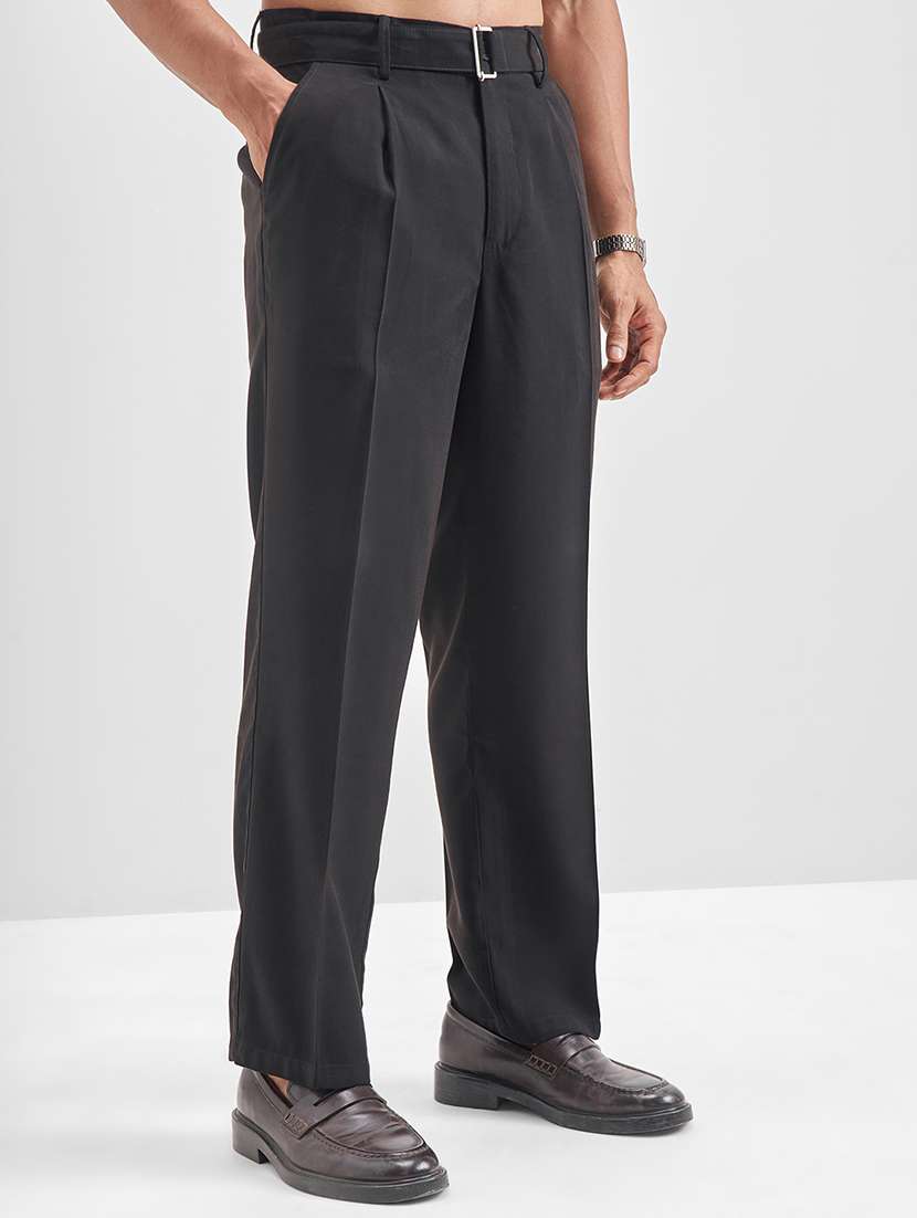 men solid mid rise pleated formal trouser - 22511901 -  Standard Image - 3