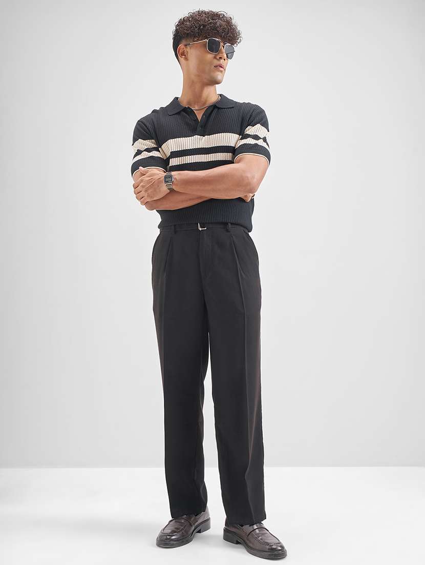 men solid mid rise pleated formal trouser - 22511901 -  Standard Image - 5