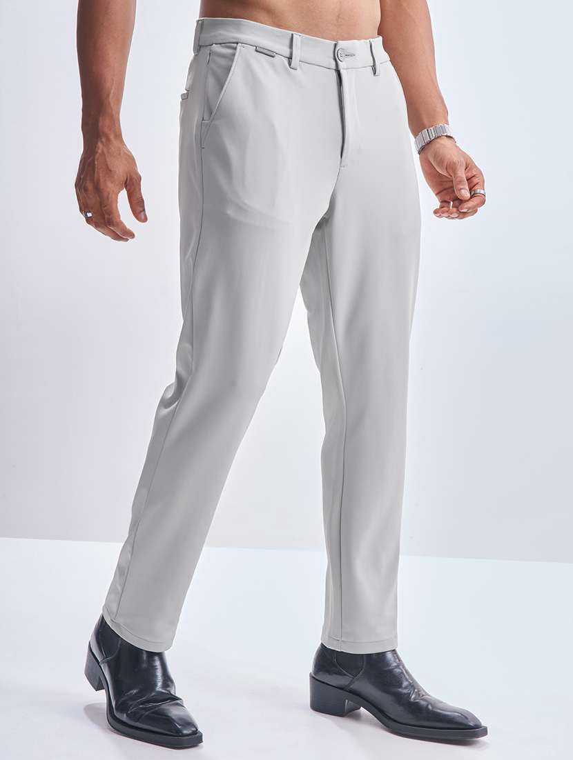 men solid mid rise flat front formal trouser - 22511905 -  Standard Image - 3