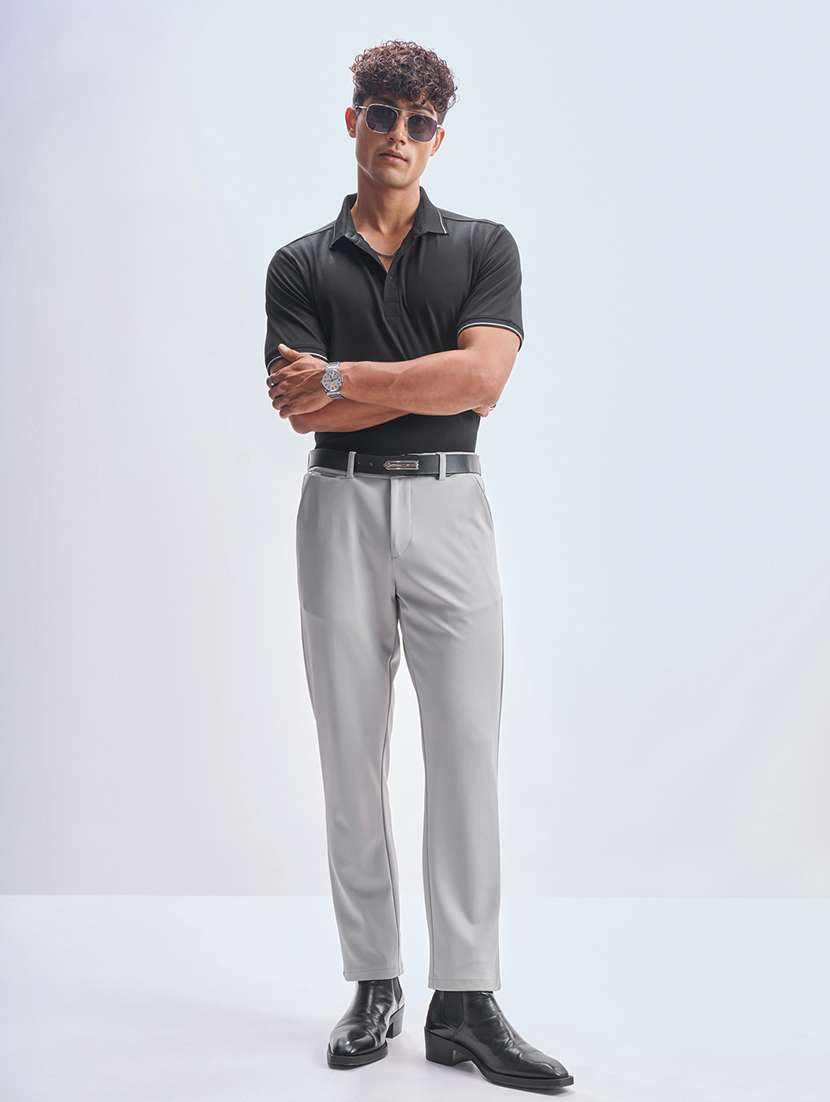 men solid mid rise flat front formal trouser - 22511905 -  Standard Image - 5