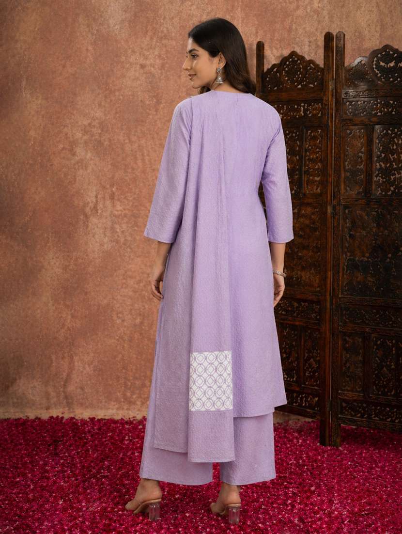 women self design long sleeve kurta pant with dupatta set - 22511927 -  Standard Image - 3