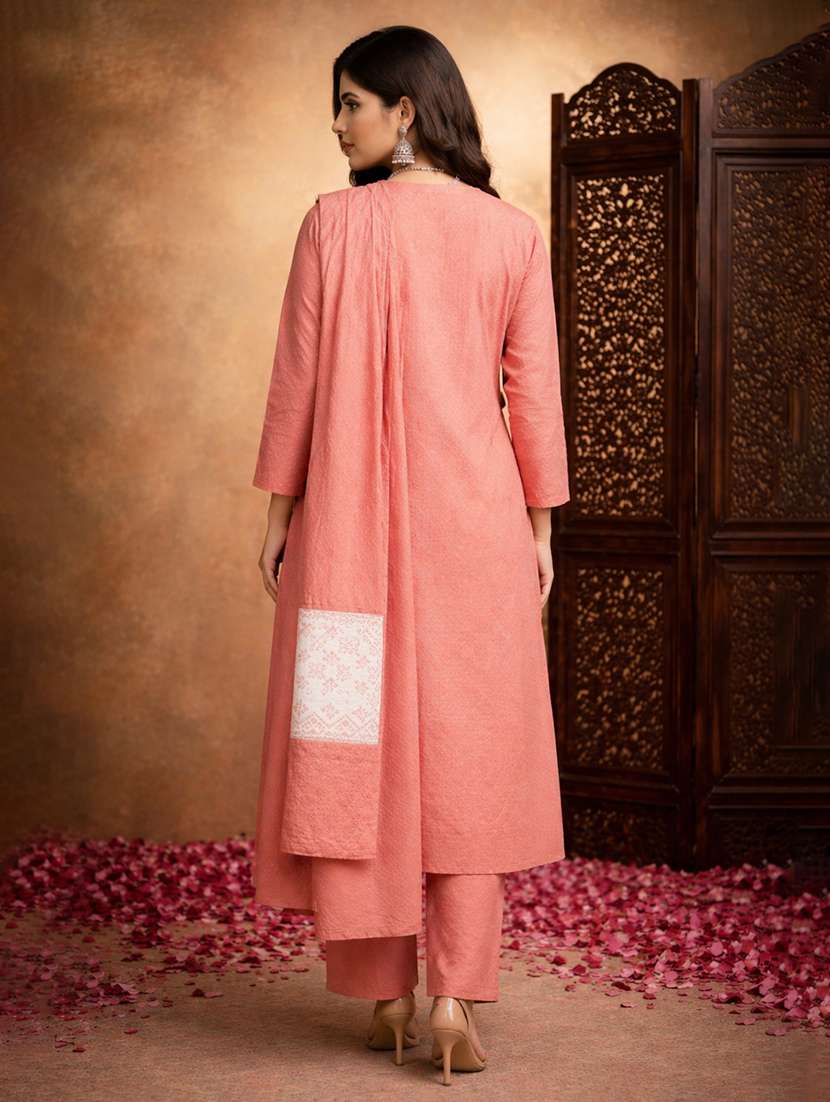 women self design long sleeve kurta pant with dupatta set - 22511928 -  Standard Image - 3