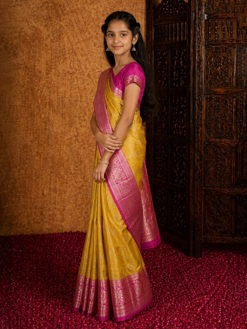 girls self design ready to wear saree - 22511995 -  Standard Image - 3