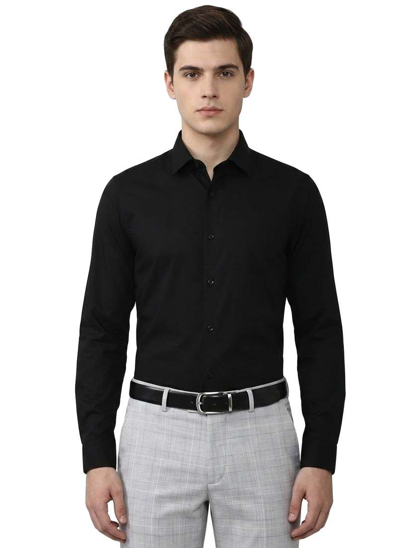 men solid long sleeve slim fit formal shirt