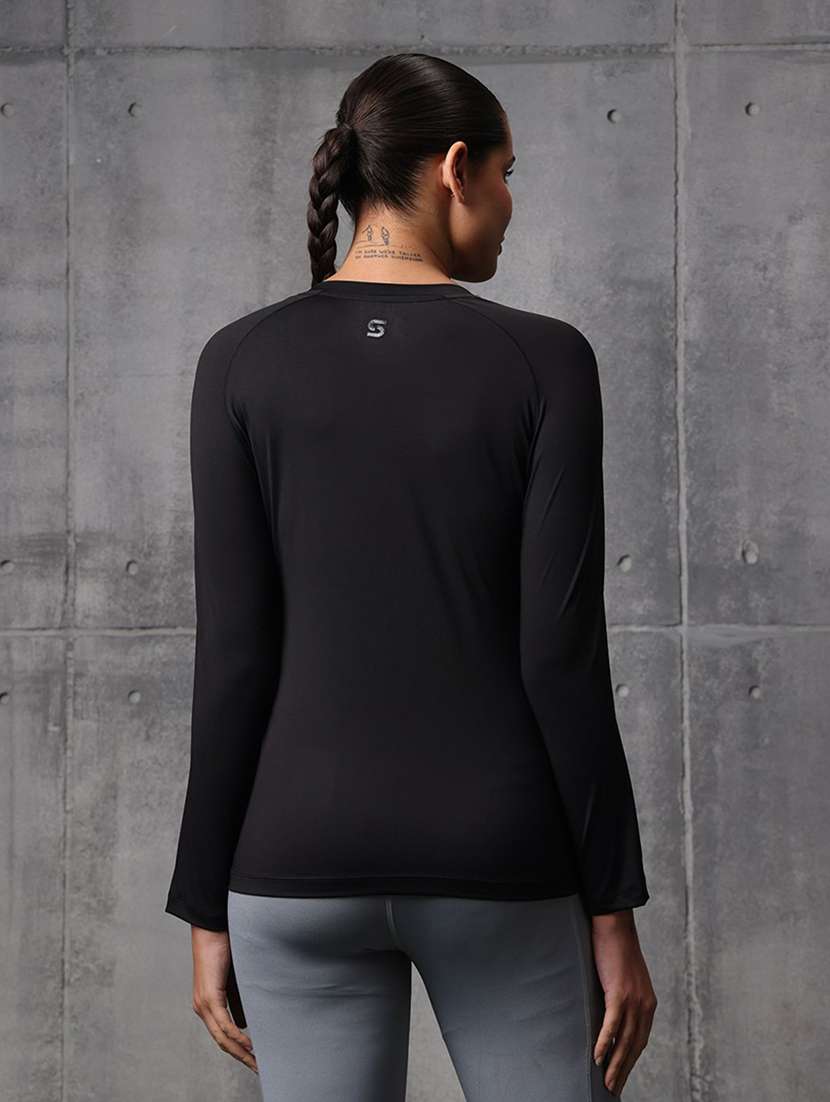 women solid round neck active wear t-shirt - 22512186 -  Standard Image - 3