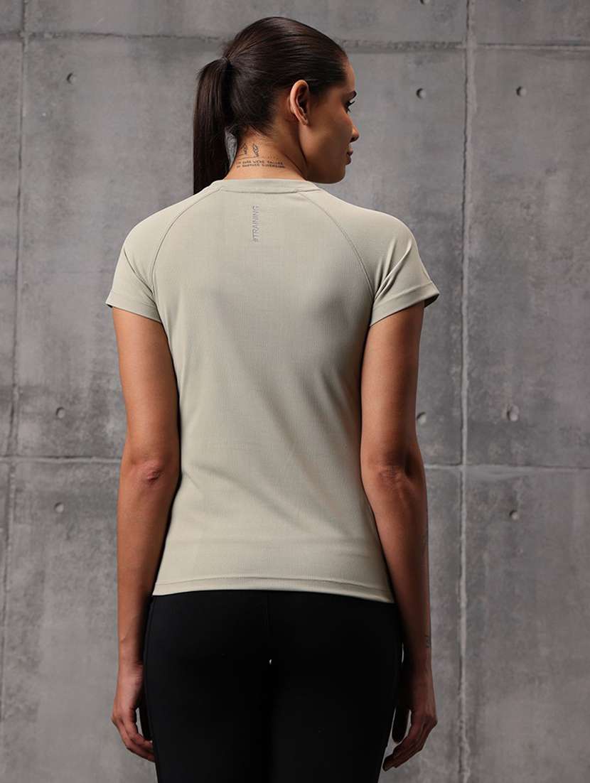 women solid round neck active wear t-shirt - 22512196 -  Standard Image - 3