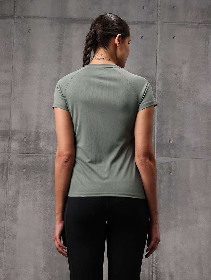 women solid round neck active wear t-shirt - 22512197 -  Standard Image - 3