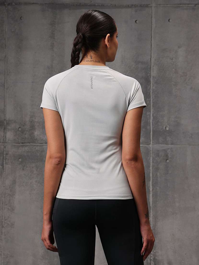 women solid round neck active wear t-shirt - 22512198 -  Standard Image - 3