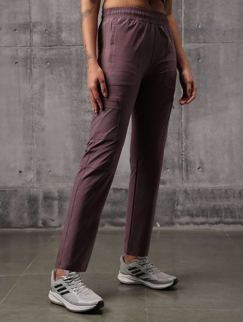 women solid mid rise regular track pant - 22512207 -  Standard Image - 3