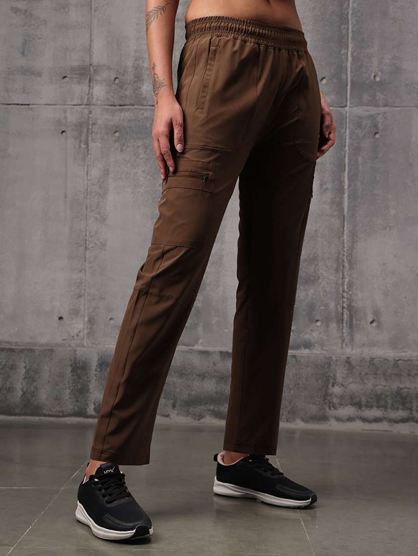 women solid mid rise track pant - 22512208 -  Standard Image - 3