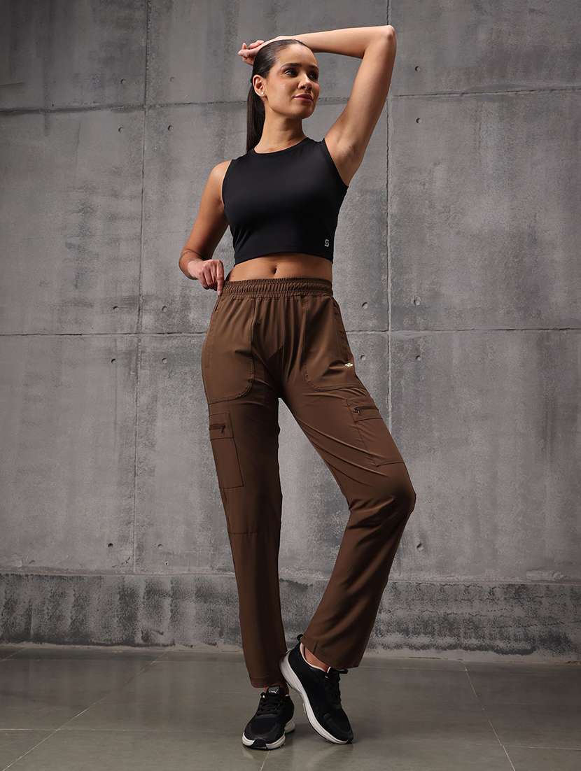 women solid mid rise track pant - 22512208 -  Standard Image - 5