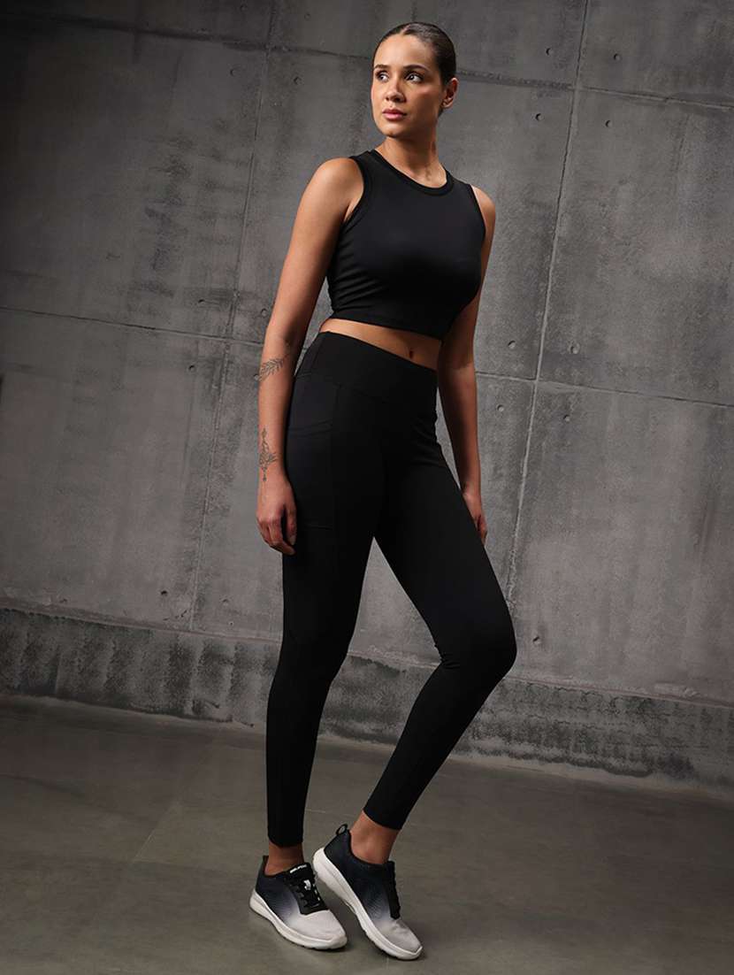 women solid top and leggings active wear set - 22512211 -  Standard Image - 3