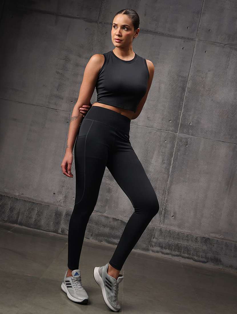 women solid sleeveless top and leggings active wear set - 22512212 -  Standard Image - 3