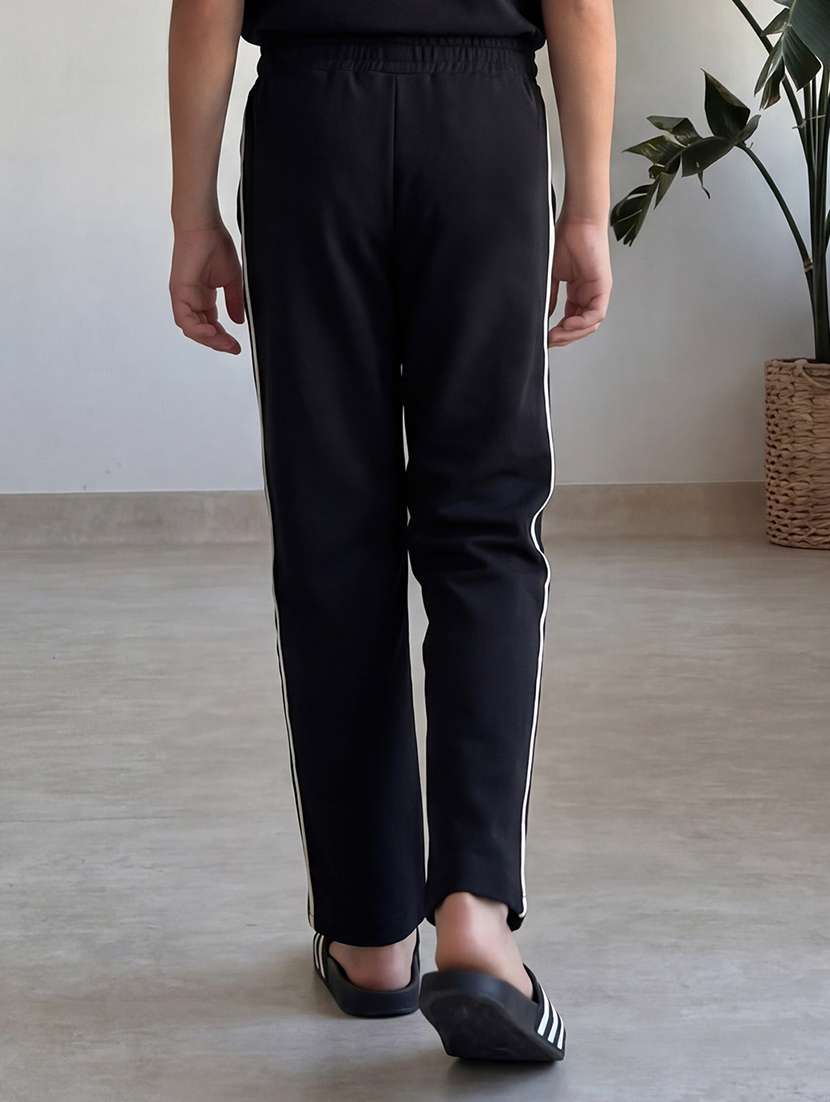 boys side taped mid rise regular track pant - 22512252 -  Standard Image - 3