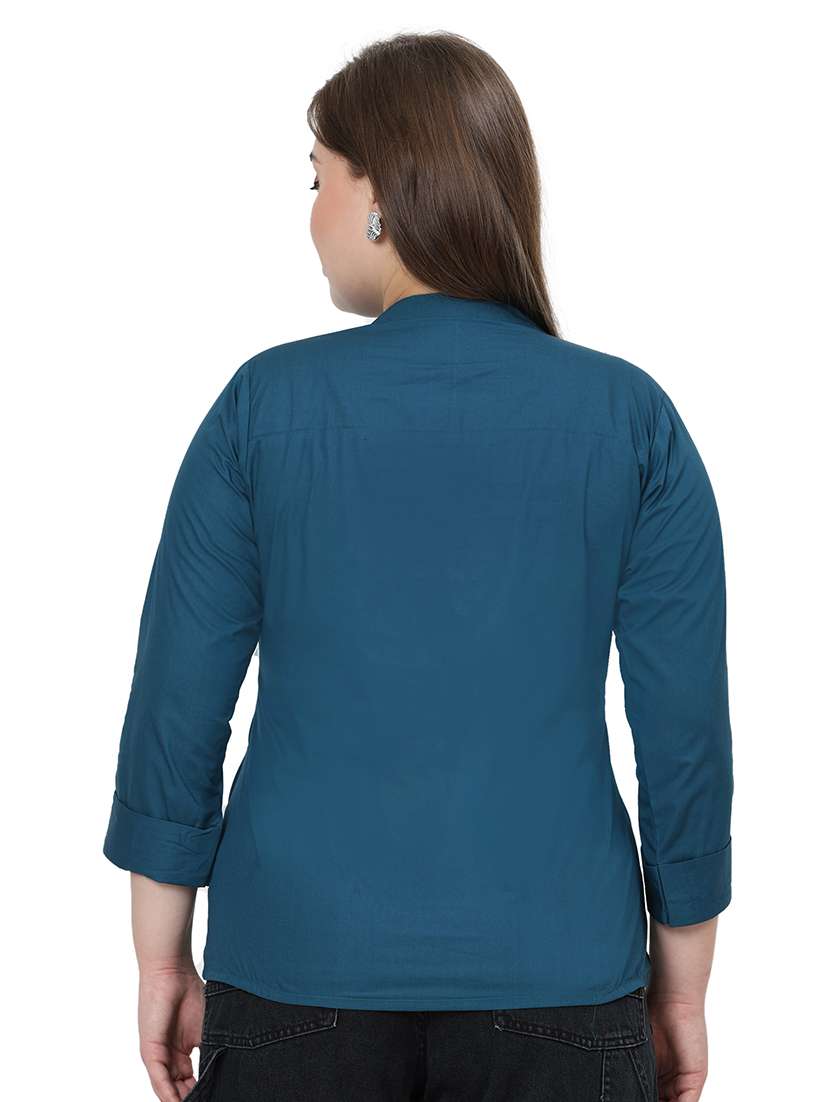 women solid three quarter sleeves regular top - 22512274 -  Standard Image - 3