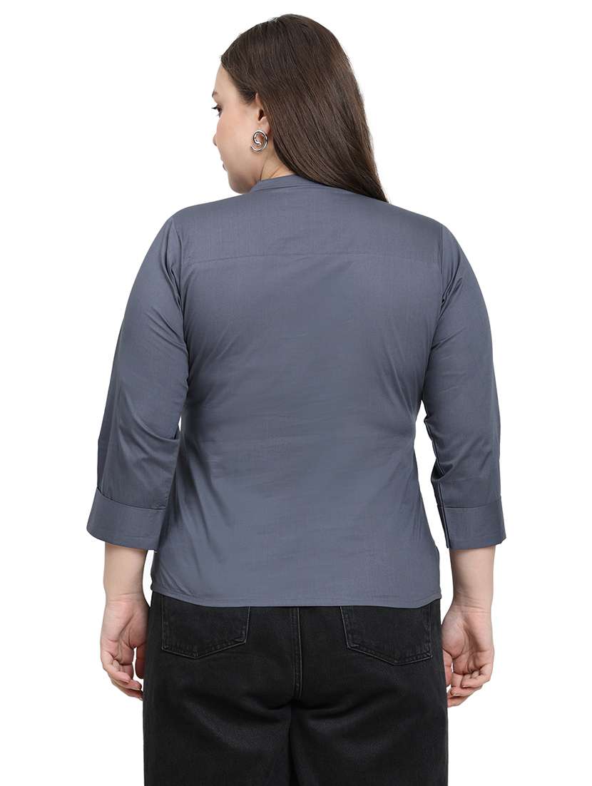 women solid three quarter sleeves regular top - 22512275 -  Standard Image - 3