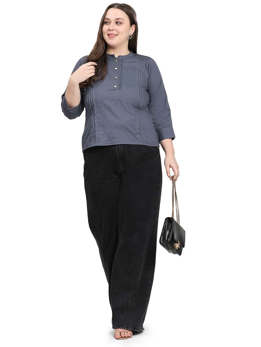 women solid three quarter sleeves regular top - 22512275 -  Standard Image - 5