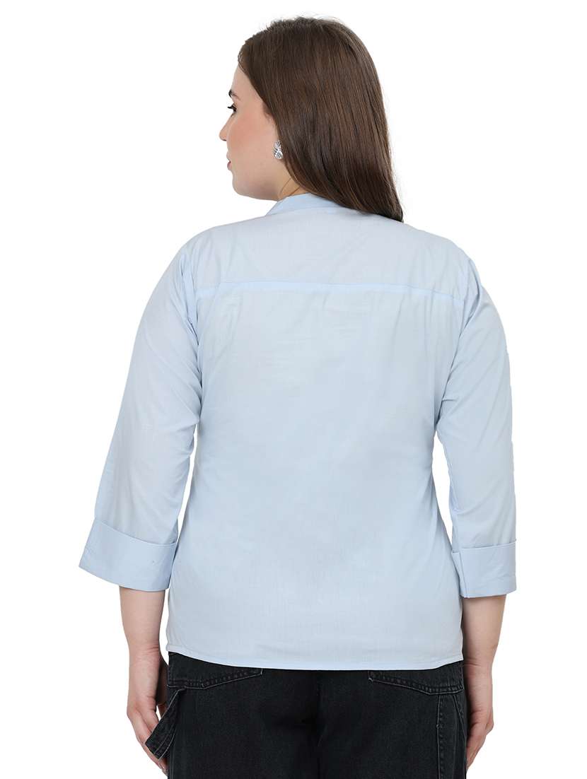 women solid three quarter sleeves regular top - 22512277 -  Standard Image - 3