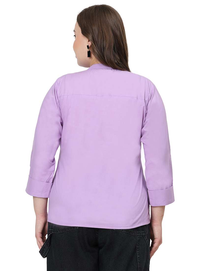 women solid three quarter sleeves regular top - 22512278 -  Standard Image - 3