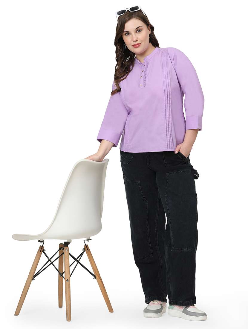 women solid three quarter sleeves regular top - 22512278 -  Standard Image - 5