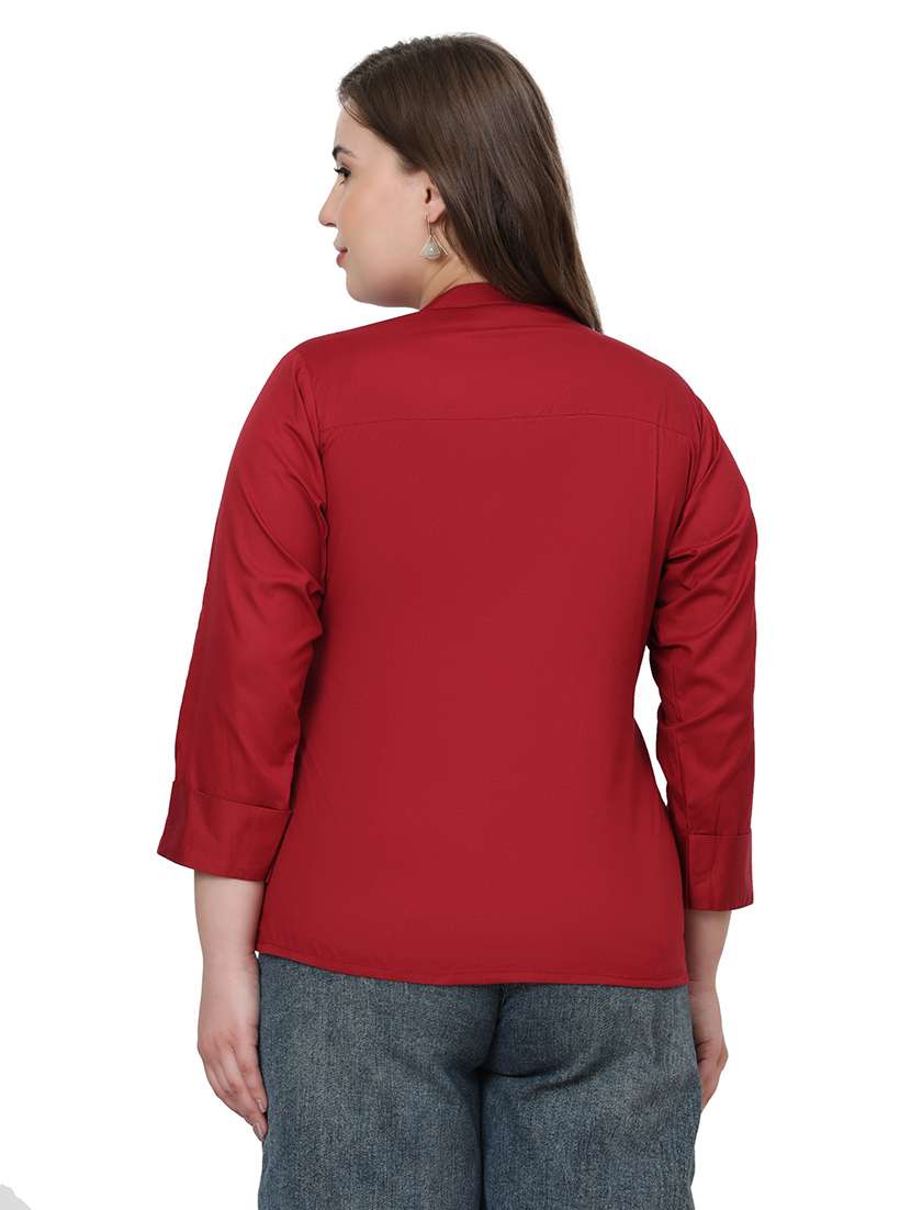 women solid three quarter sleeves regular top - 22512279 -  Standard Image - 3