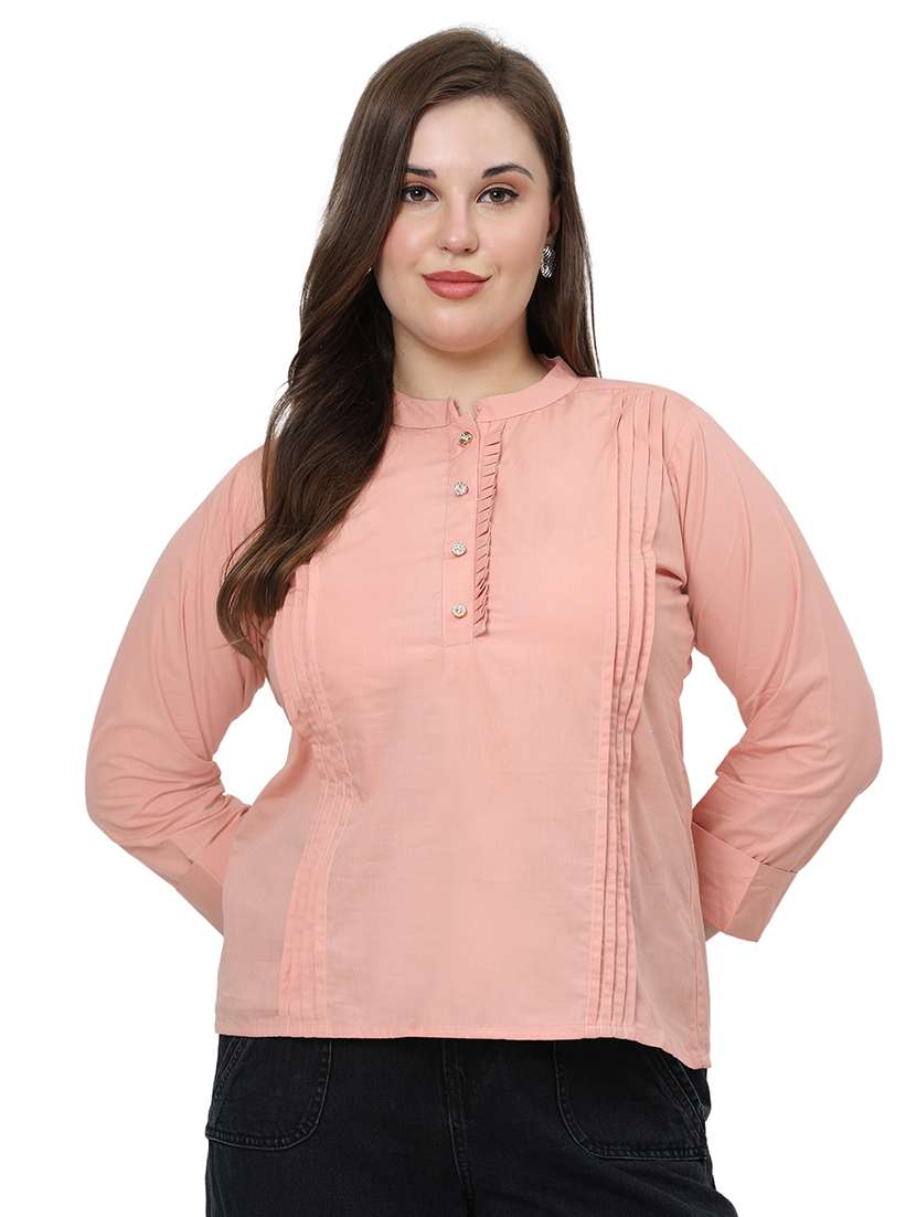 women solid three quarter sleeves regular top