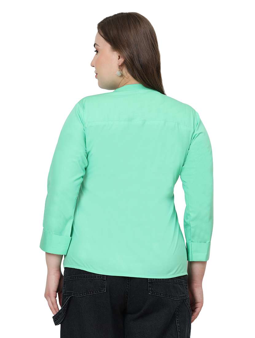 women solid three quarter sleeves regular top - 22512282 -  Standard Image - 3