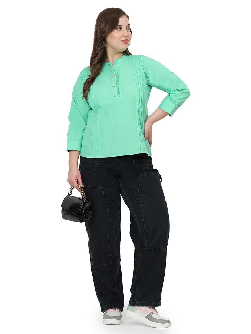 women solid three quarter sleeves regular top - 22512282 -  Standard Image - 5