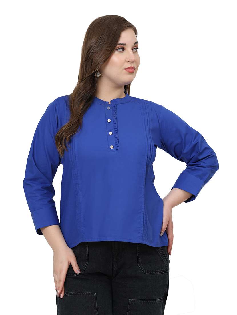 women solid three quarter sleeves regular top