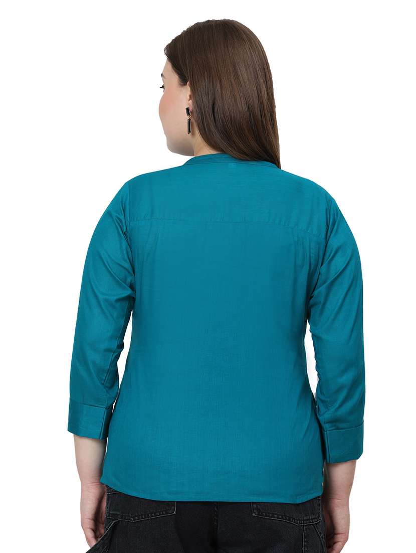 women solid three quarter sleeves regular top - 22512285 -  Standard Image - 3