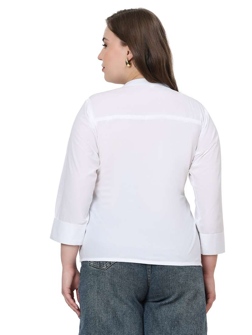 women solid three quarter sleeves regular top - 22512286 -  Standard Image - 3