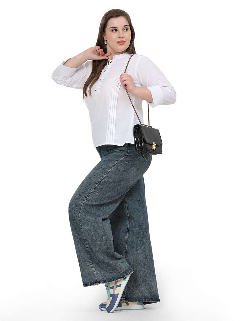 women solid three quarter sleeves regular top - 22512286 -  Standard Image - 5