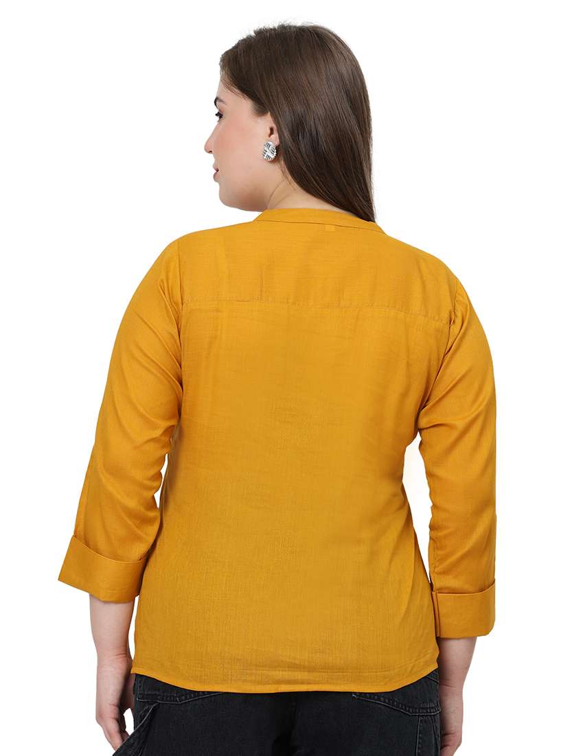 women solid three quarter sleeves regular top - 22512288 -  Standard Image - 3