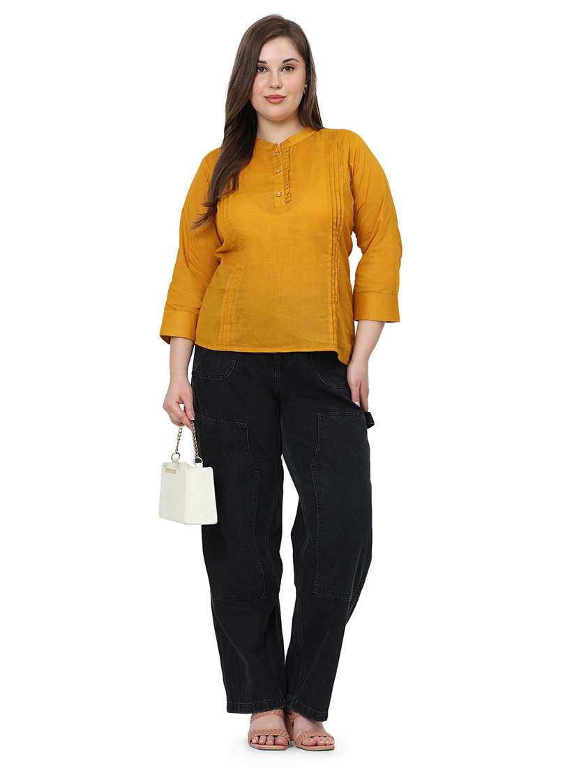 women solid three quarter sleeves regular top - 22512288 -  Standard Image - 5