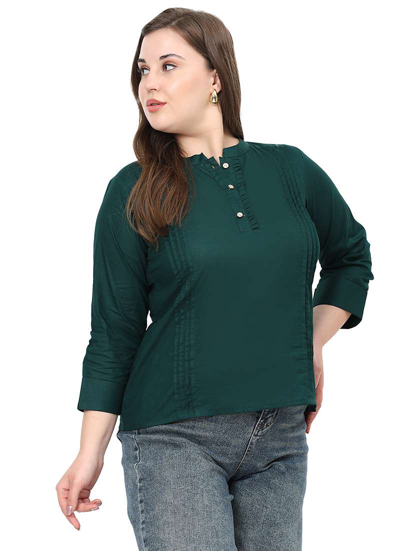 women solid three quarter sleeves regular top - 22512289 -  Standard Image - 3