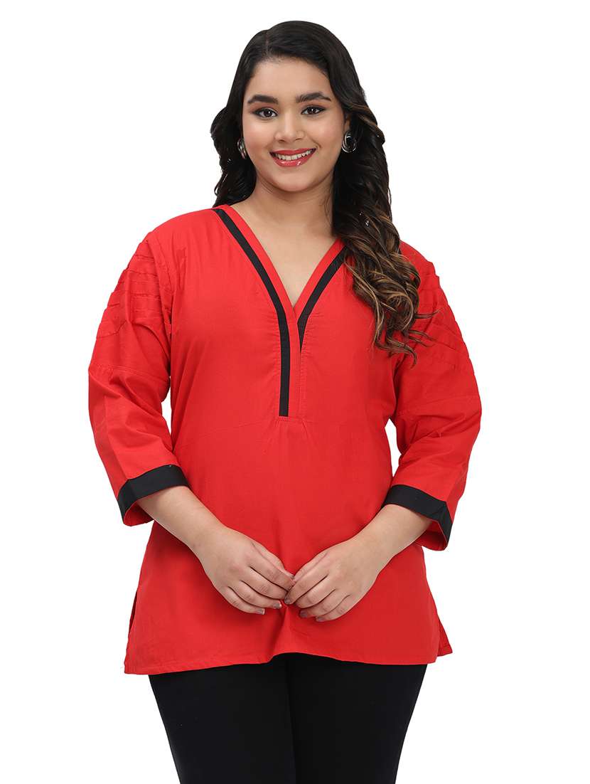 women solid three quarter sleeves regular top